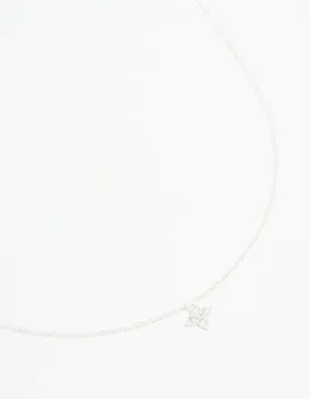 Sterling Silver Cubic Zirconia Micro Flower Pendant Necklace Collective Adornment