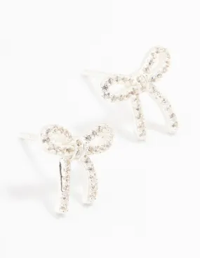 Sterling Silver Cubic Zirconia Bow Stud Earrings Affordable Product
