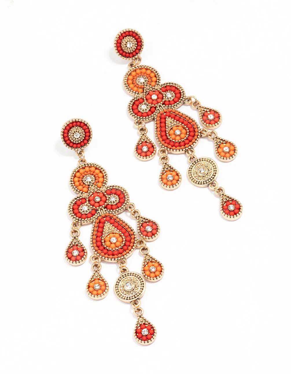 Grand Jewelry Orange Beaded Statement Earrings