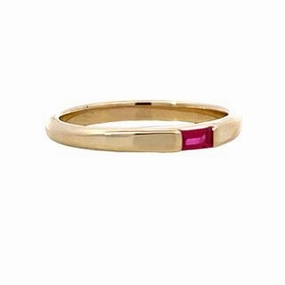 Stackable Band with Baguette Ruby Fresh Statement Fashion Pairing