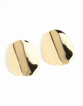 Gold Plated Oversized Disc Statement Stud Earrings Casual piece