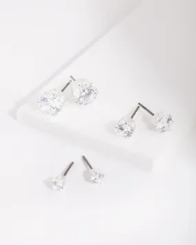 Sophisticated Selection Cubic Zirconia Round Stud Earring Pack