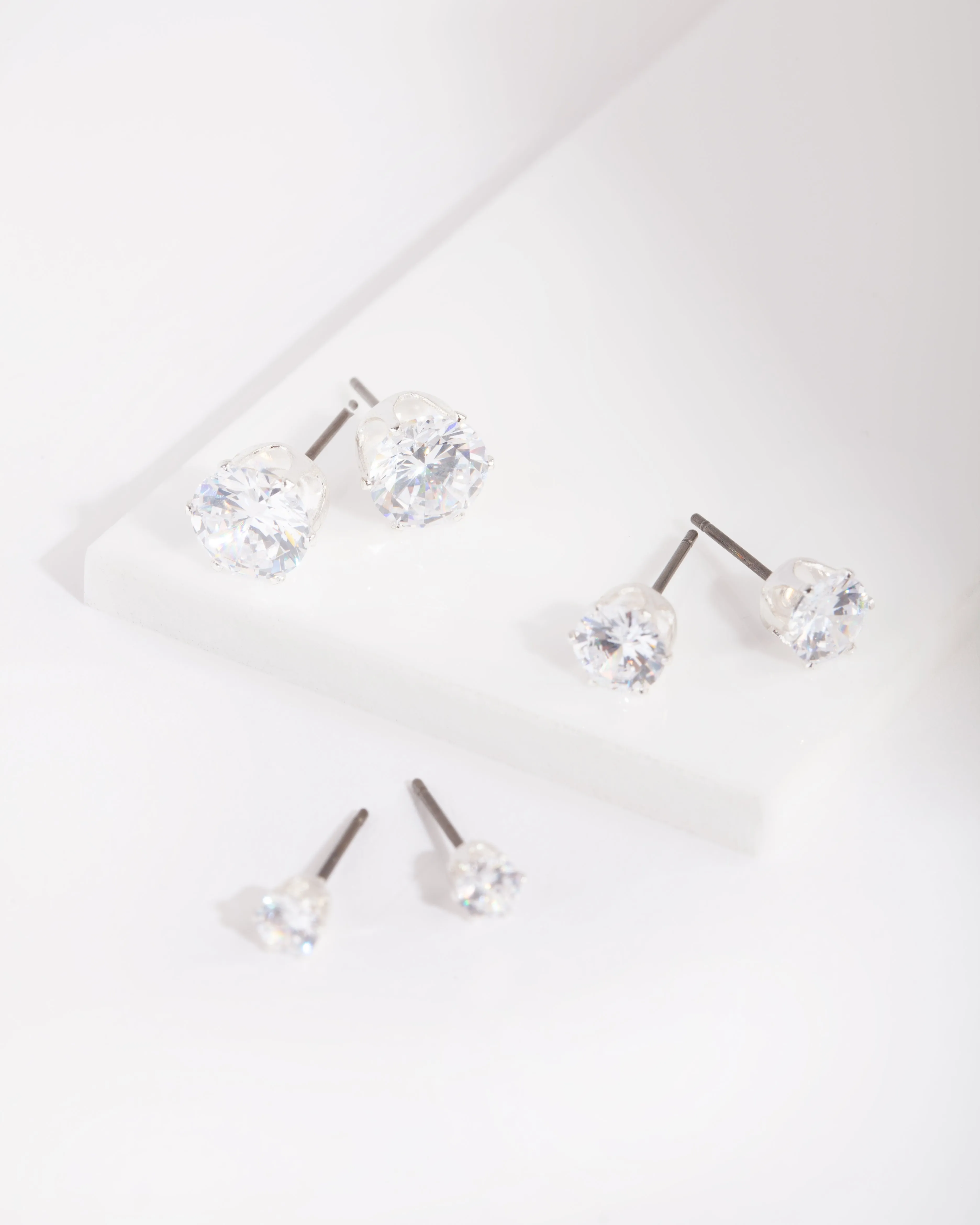 Sophisticated Selection Cubic Zirconia Round Stud Earring Pack