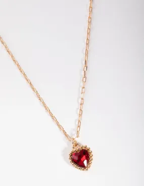 Gold Jewel Heart Necklace Monochrome Piece