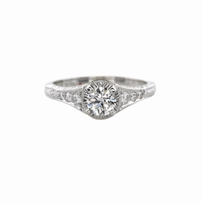 14 Karat White Gold Engraved Solitaire Engagement Ring (.68cttw) Luxury piece