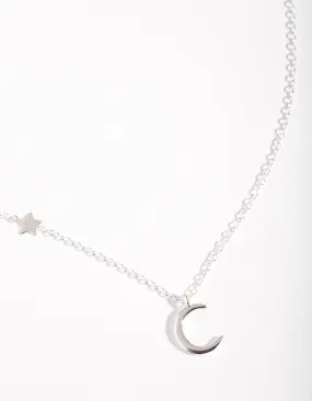 Sterling Silver Asymmetrical Celestial Necklace Classic Jewelry Soft Touch