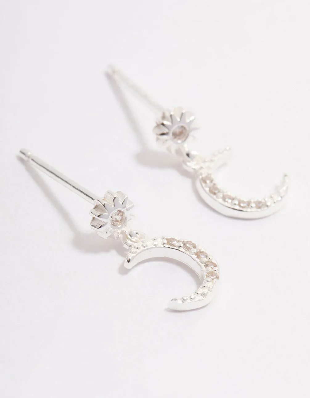 Sterling Silver Cubic Zirconia Drop Stud Earrings Adorable Jewelry