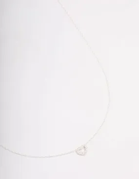 Travel Present Gorgeous Gift Sterling Silver Cubic Zirconia Heart Pendant Necklace