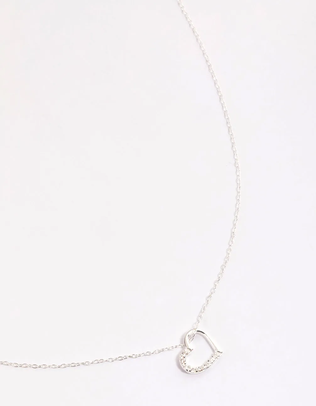 Sterling Silver Cubic Zirconia Pave Heart Necklace Perennial Piece