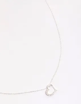 Sterling Silver Cubic Zirconia Pave Heart Necklace Perennial Piece