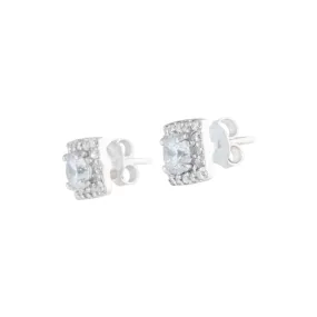 Secure Aesthetic Sterling Silver Cubic Zirconia Square Stud