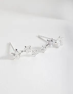 Sterling Silver Cubic Zirconia Star Crawler Earrings Vintage Must-Have