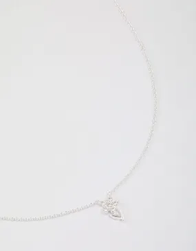 Beautiful Accessory Minimal Beauty Sterling Silver Cubic Zirconia Stem Necklace