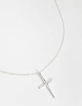 Sterling Silver Diamond Cut Cross Necklace Romantic Event