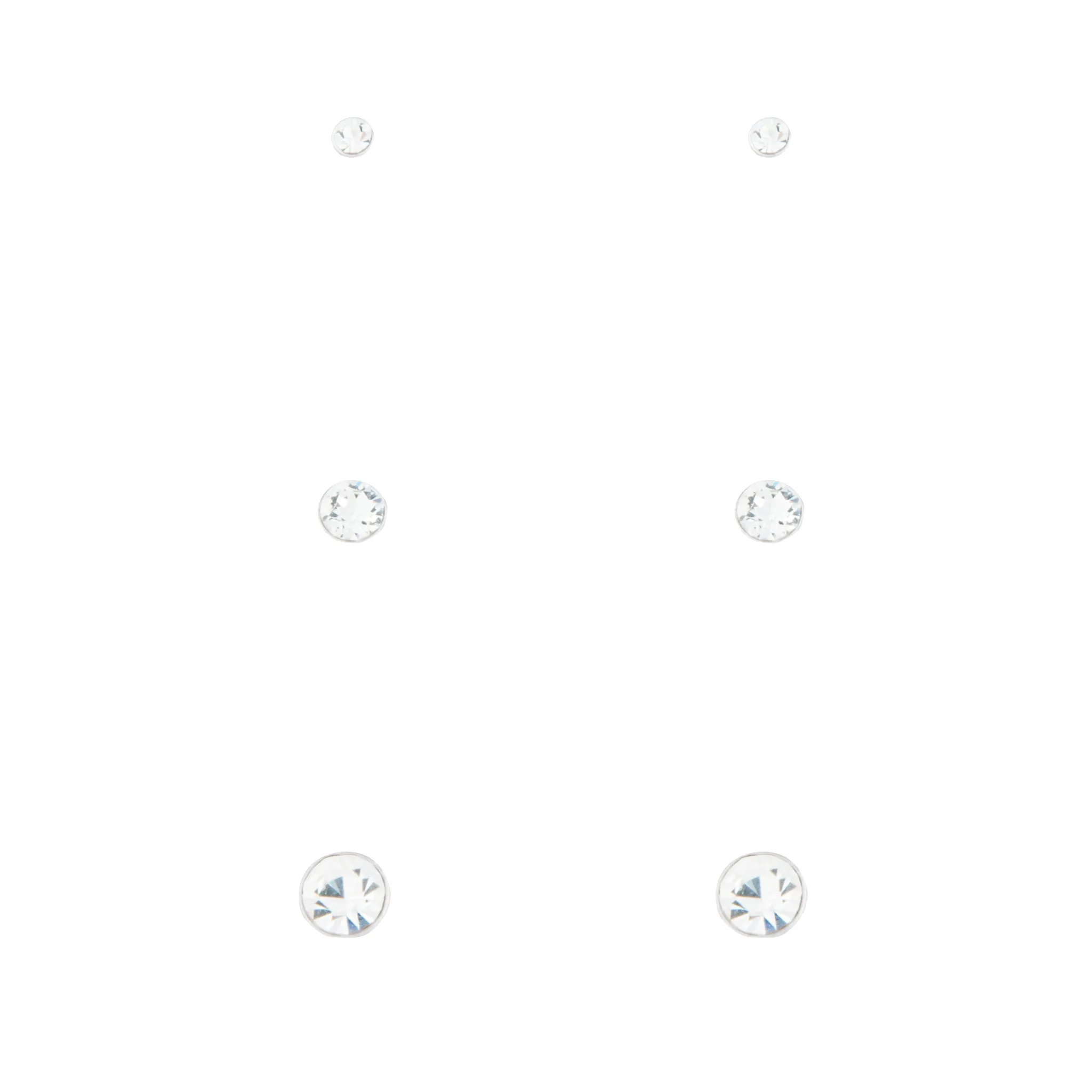 Sterling Silver Graduated Diamante Stud Pack Simple Option Brilliant Appearance