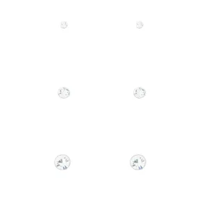 Trendy Adornment Sterling Silver Graduated Diamante Stud Pack