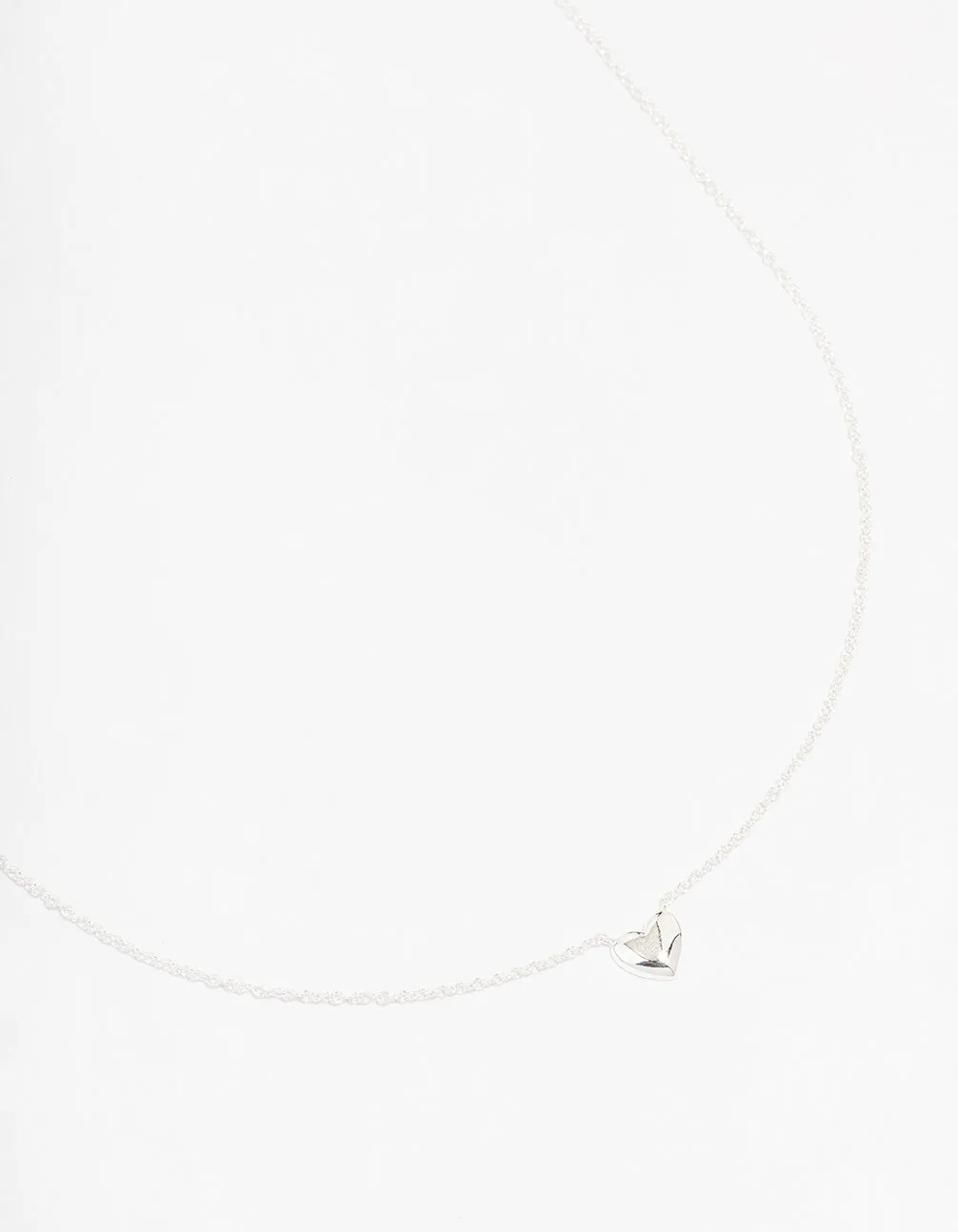 Sterling Silver Mini Puffy Heart Pendant Necklace Artistic Accent