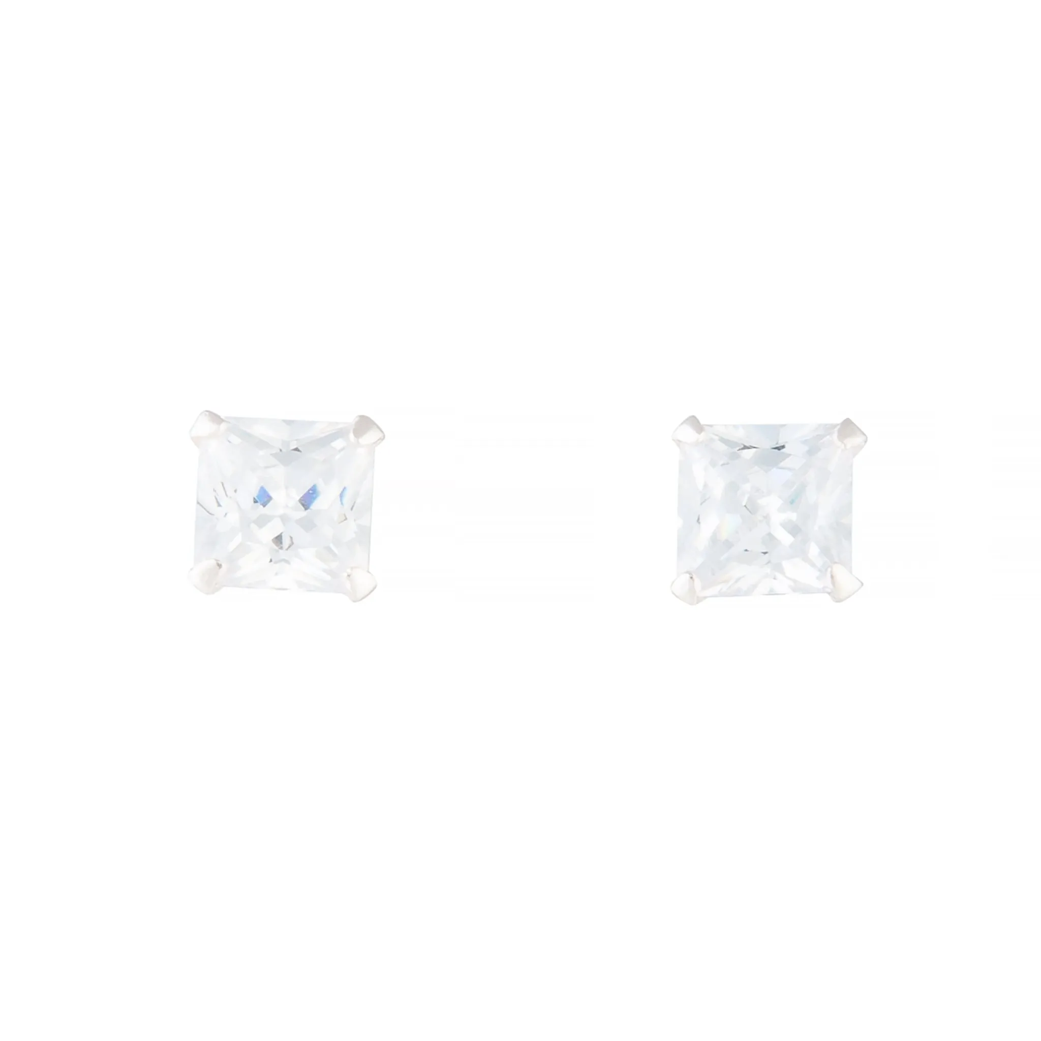 Radiant Essential Trendy Essential Sterling Silver Square Cubic Zirconia Stud