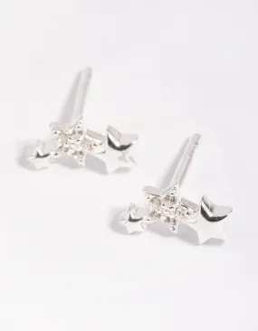 Polished Must-Have Festive Accessory Sterling SIlver Star Stud Earrings