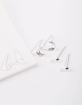 Beautiful Embellishment Sterling Silver Celestial Earring Pack