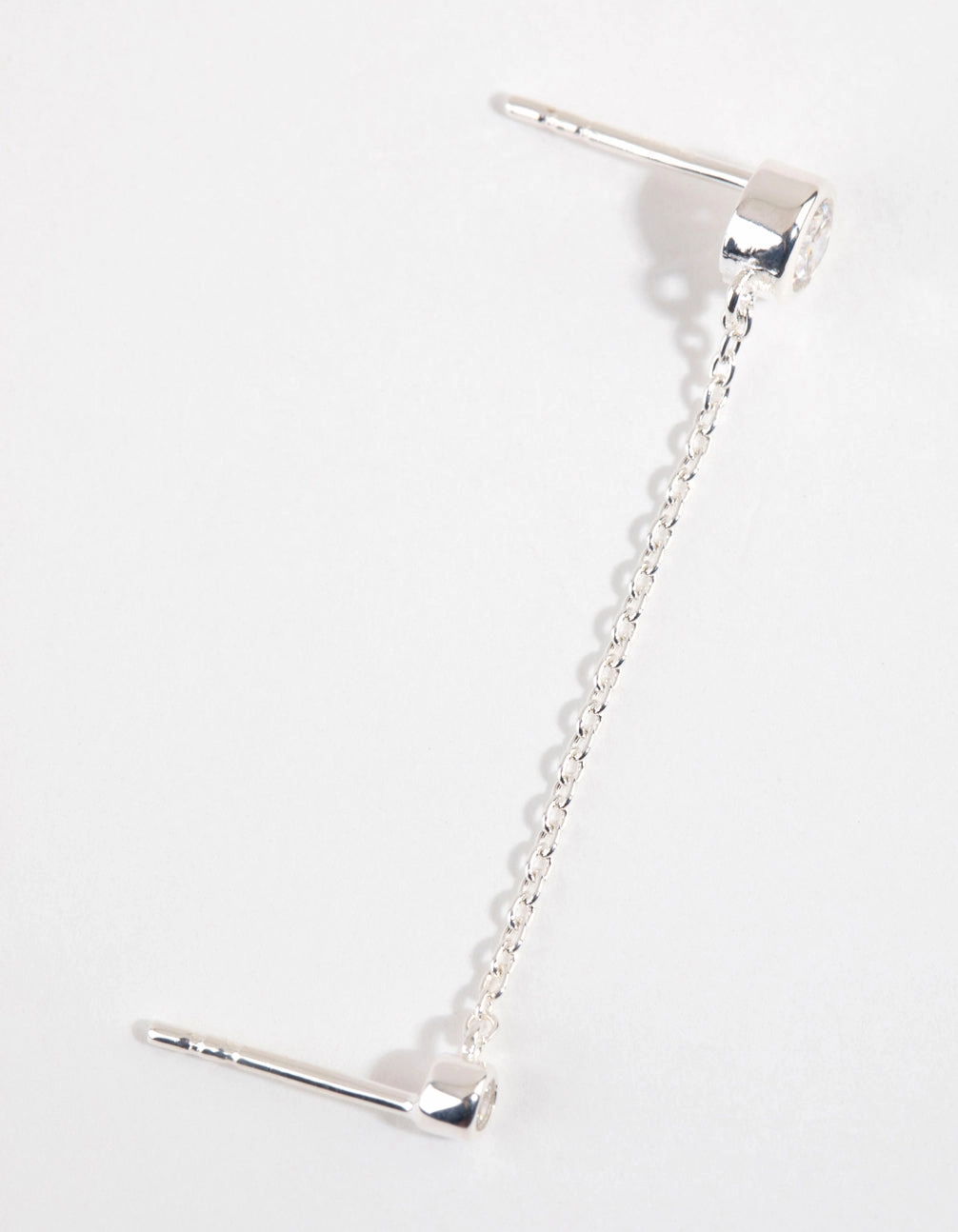 Sterling Silver Cubic Zirconia Double Stud Earring High-Quality Vibe Straight Adornment