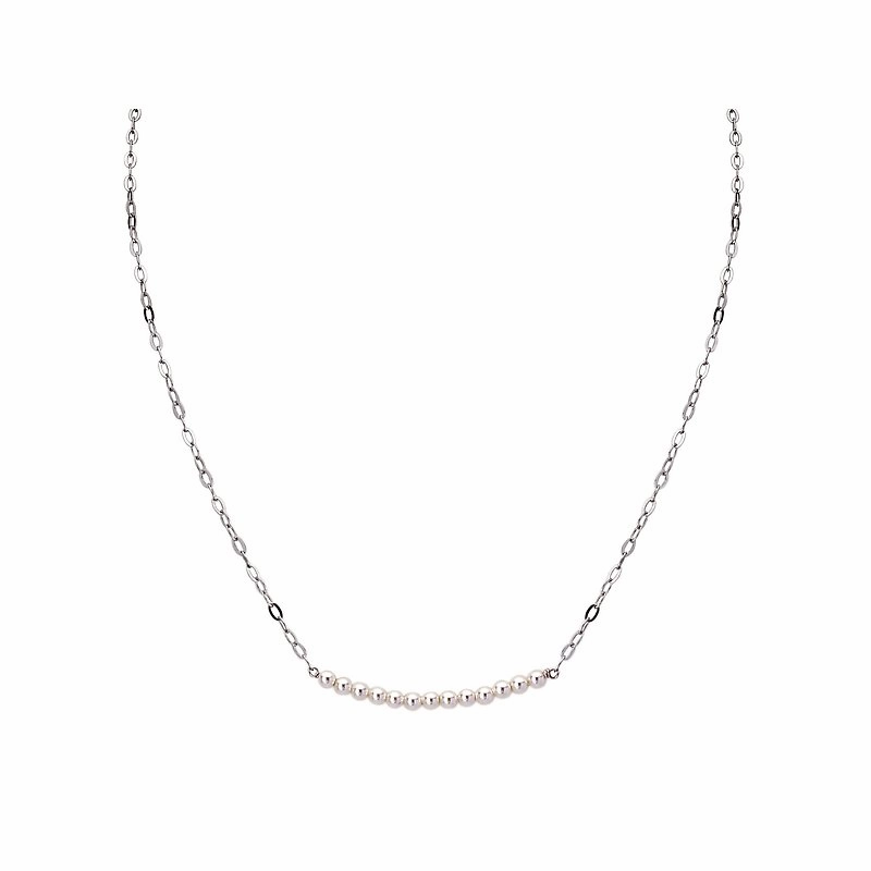 Sterling Silver Flat Cable Chain  Necklace with 3mm Pearl Bar Fashion Must