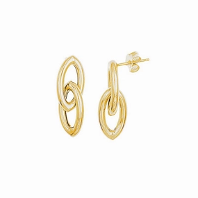Sterling Silver Gold Plated Double Marquise Shaped Earrings Unique Vibe