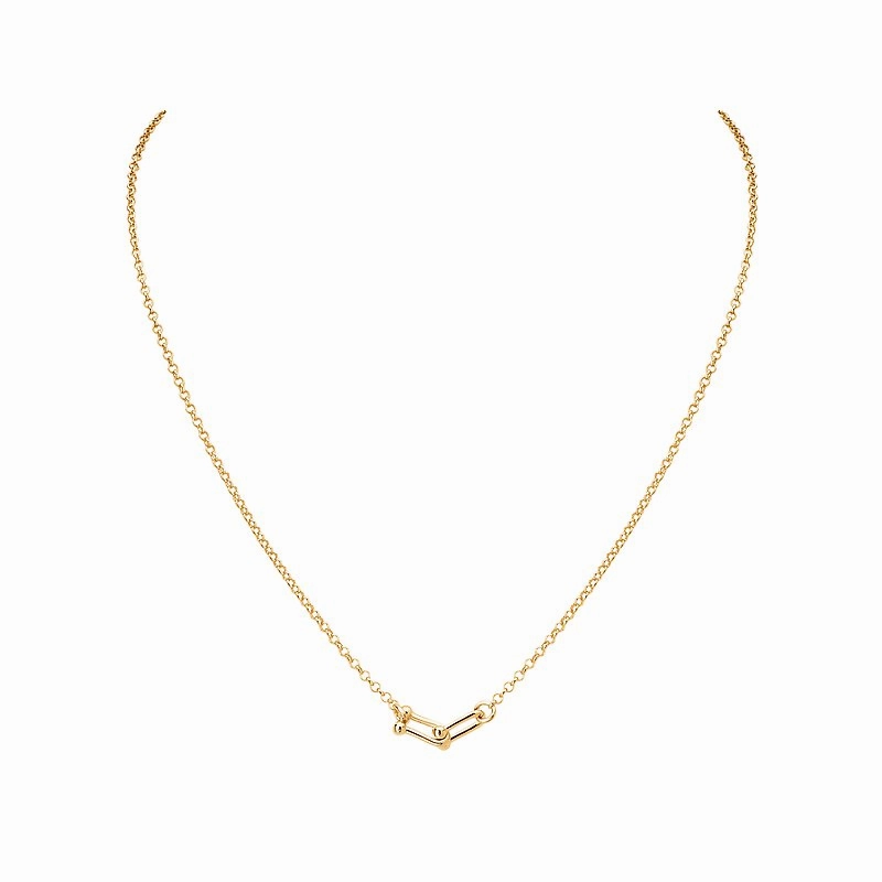 Sterling Silver Gold Plated Double U Shaped Link Necklace Flirty Accent