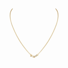 Sterling Silver Gold Plated Double U Shaped Link Necklace Flirty Accent