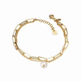 Classic Form Sterling Silver Gold Plated Paperclip/Rolo Chain Bracelet