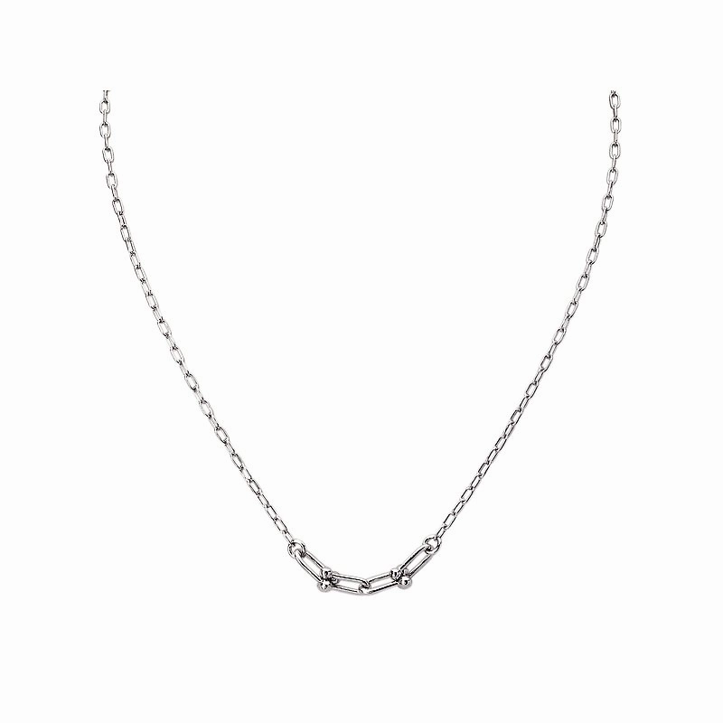 Allure Accent Bold Texture Sterling Silver Paperclip Chain with Double U Shaped Link Necklace