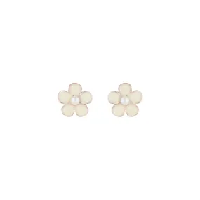 Contemporary Adornment Flower Daisy White Stud Earrings