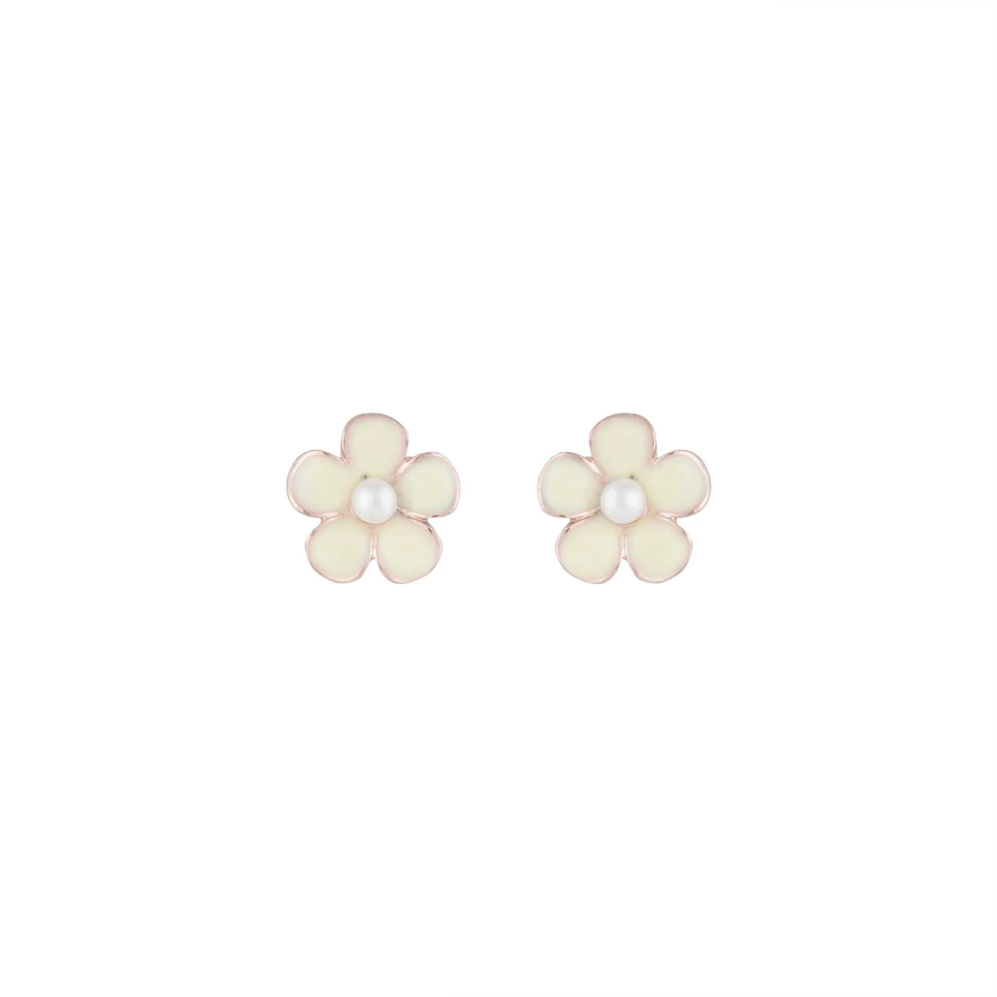 Contemporary Adornment Flower Daisy White Stud Earrings