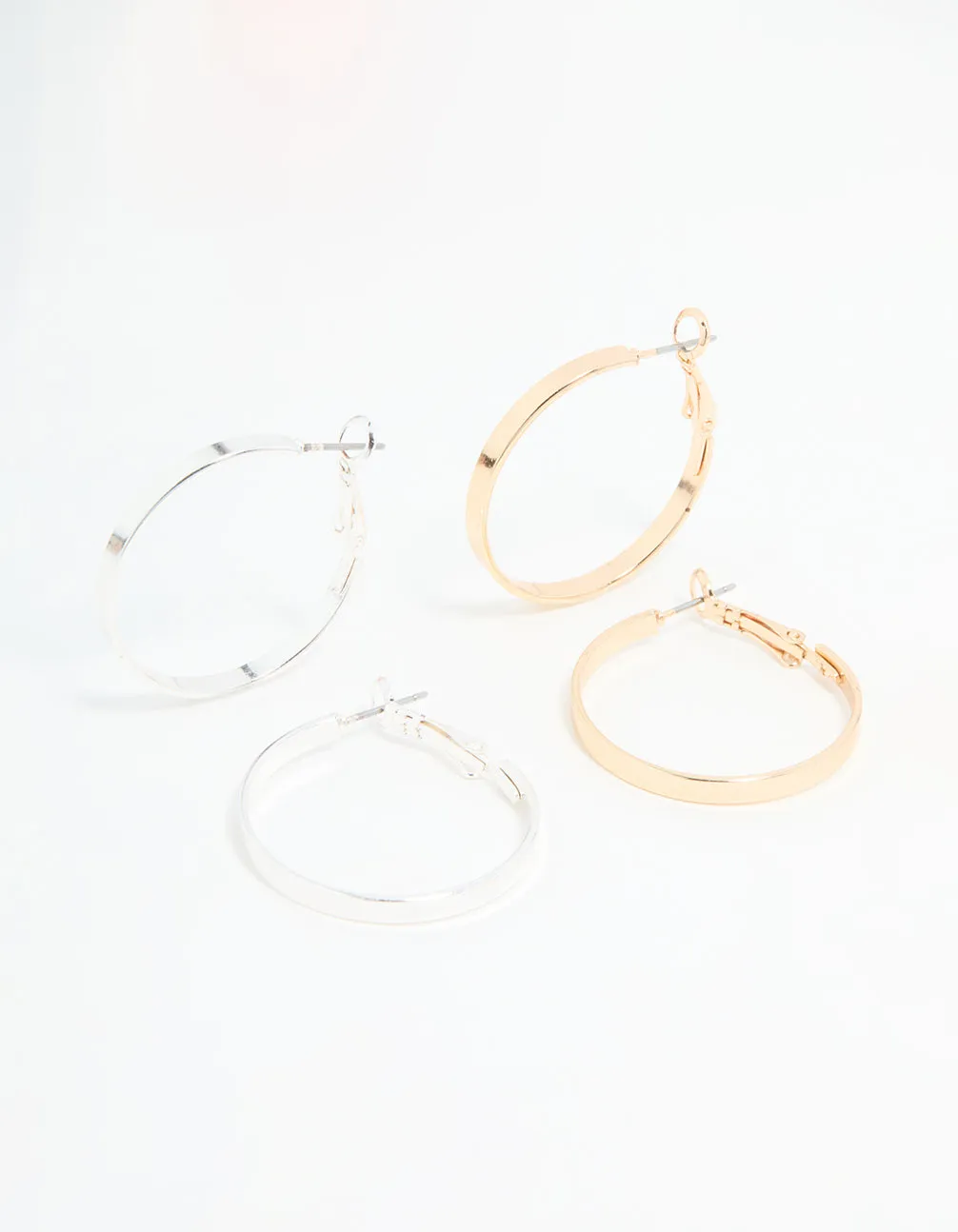 Mixed Metal Flat Hoop Earrings 2-Pack Unique Item High-Quality Ornament