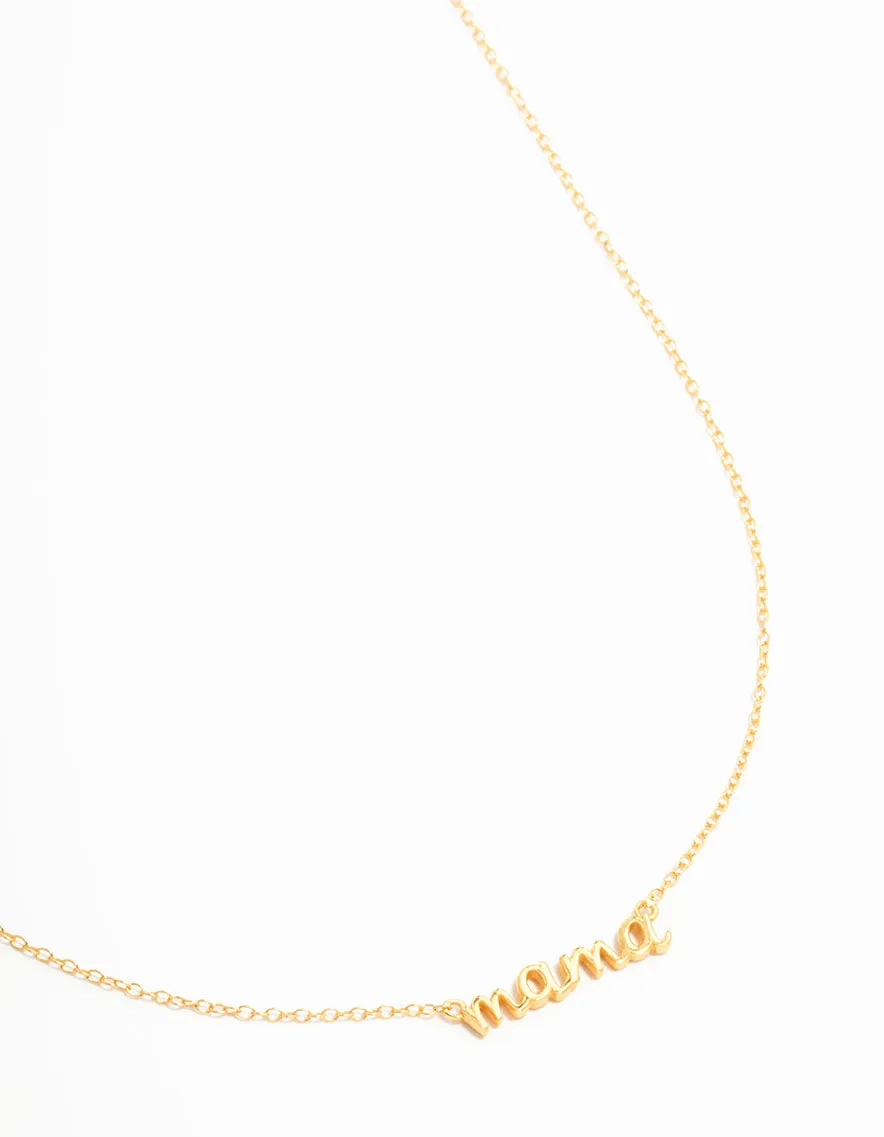 Fashionable Gift Classic Fit Gold Plated Sterling Silver Mama Necklace