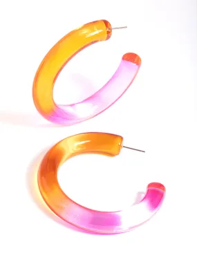 Abstract Trinket Casual piece Pink Tube 62mm Hoop Earrings
