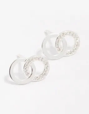 Safe Design Fashionable appearance Sterling Silver Cubic Zirconia Circular Stud Earrings