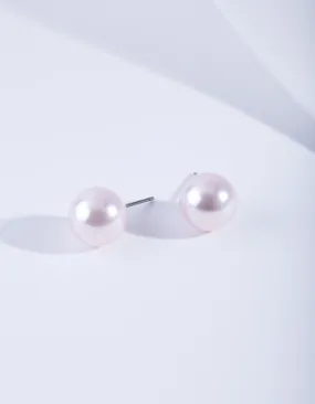 Sturdy Adornment Pearl Ball Stud Earrings