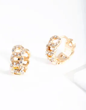 Gold Pave Looped Mini Hoop Earrings Pretty Choice Decorative Feature