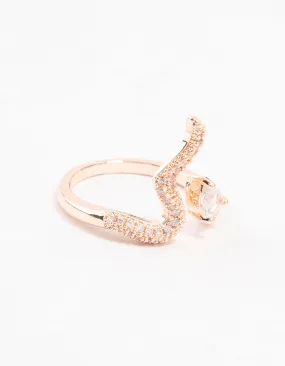 Rose Gold Pave Crystal Snake Ring Glam Accent