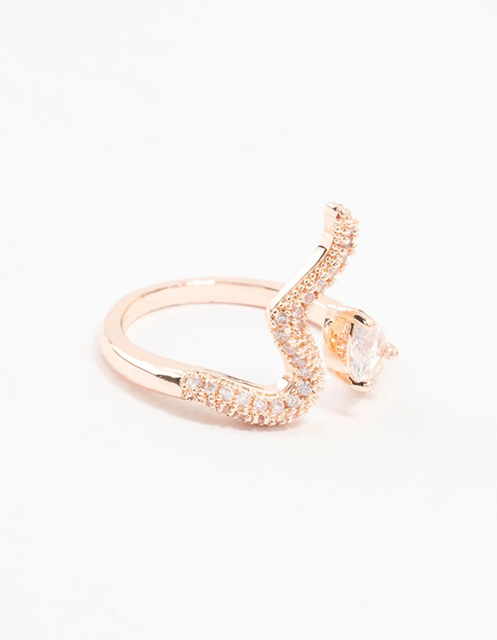 Rose Gold Pave Crystal Snake Ring Glam Accent