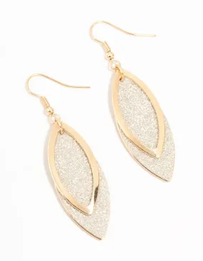 Glittery Leaf Gold Drop Earrings Radiant Vibe
