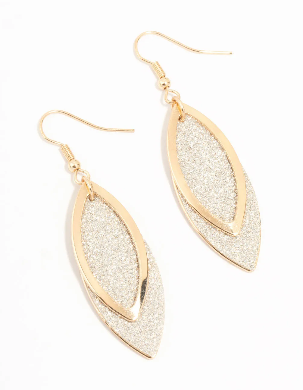 Glittery Leaf Gold Drop Earrings Radiant Vibe