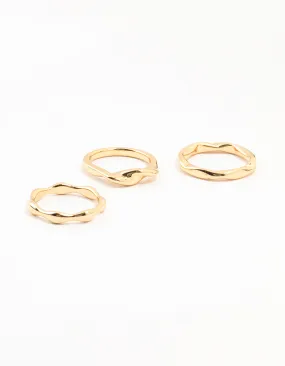 Gold  Plated Irregular Stacking Rings 3-Pack Daytime Style