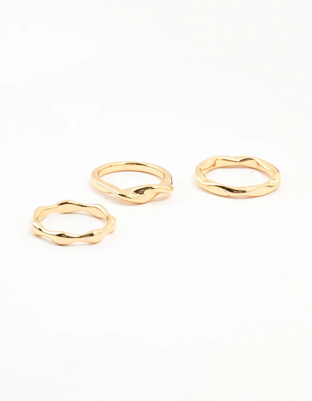 Gold  Plated Irregular Stacking Rings 3-Pack Polished Choice