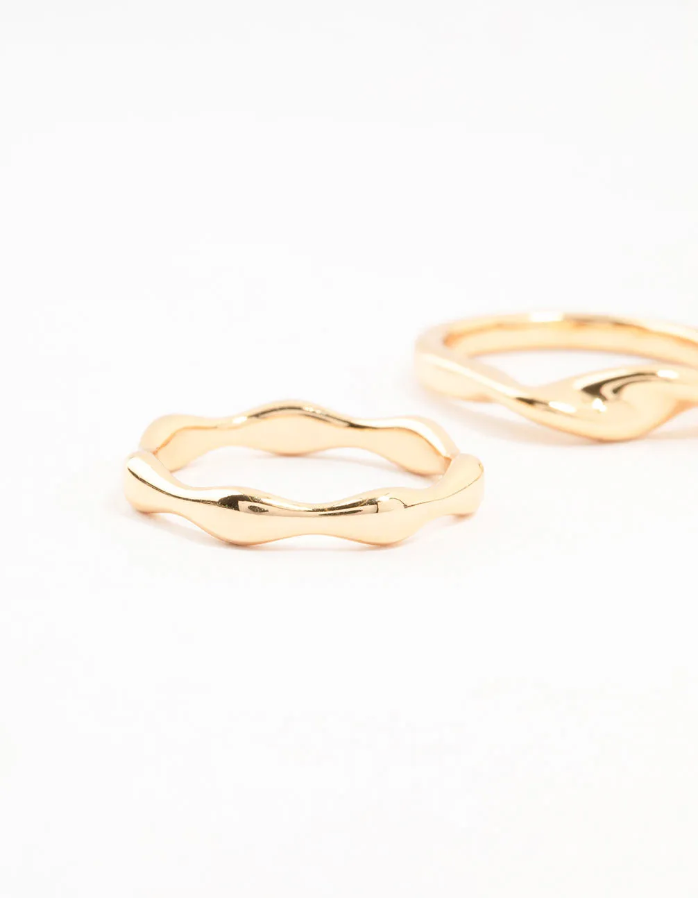 Value Embellishment Wonderful Article Gold  Plated Irregular Stacking Rings 3-Pack