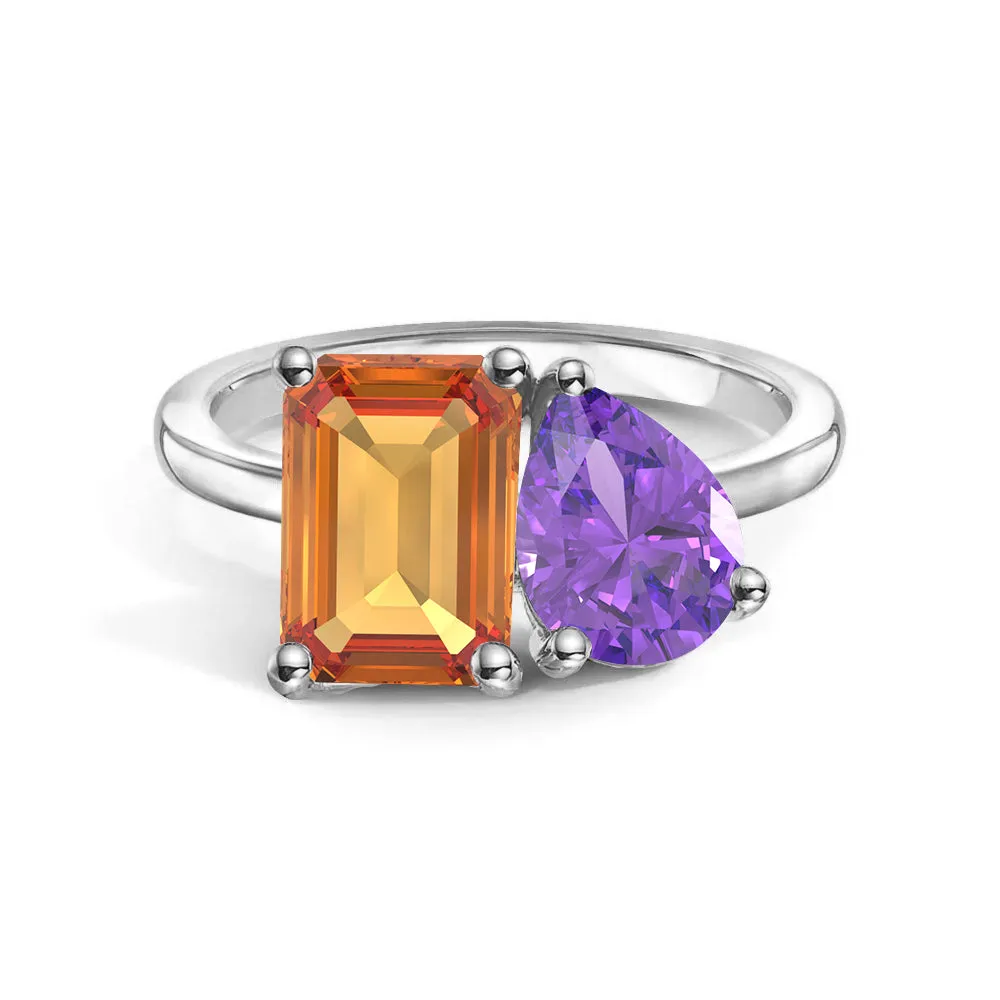Toi et Moi Personalized Citrine Birthstone Anniversary Ring Secure Piece Branded Decoration