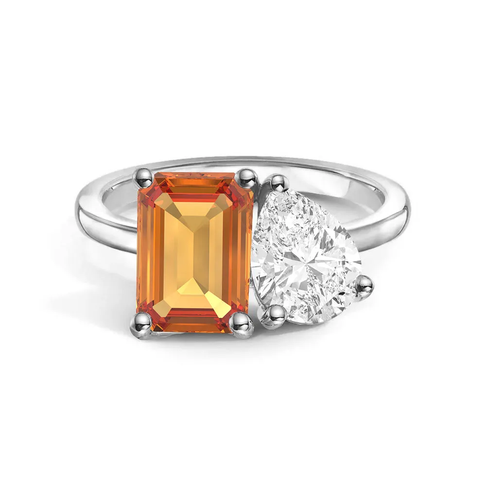 Toi et Moi Personalized Citrine Birthstone Anniversary Ring Exclusive Design Amazing Object