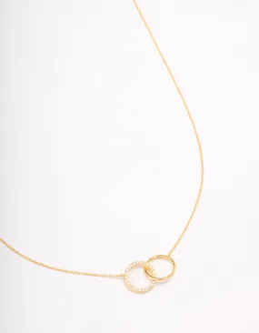 Gold Plated Sterling Silver Paved Link Hoop Necklace Everyday Adornment