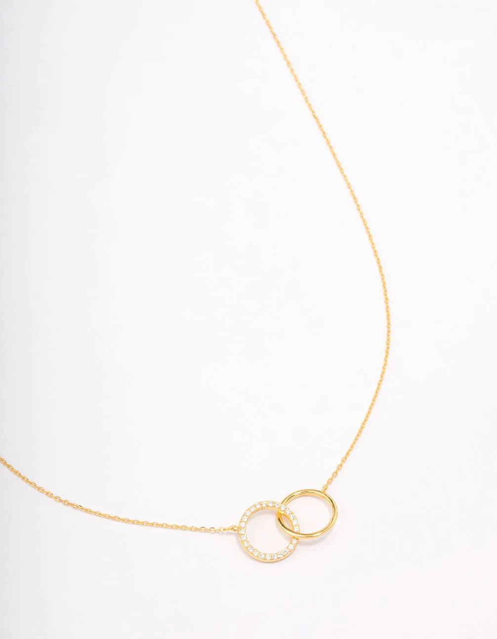 Gold Plated Sterling Silver Paved Link Hoop Necklace Ideal Accessory